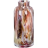 Decoupage glazen vaas, zwart, oranje en rood, met de hand gedecoreerde kunst, woondecoratie, decoratieve vaas, gemengde papieren collage bloemenvaas - Nederland