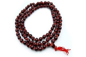 URBANWAZE Rosary Beads Mala Hindu Japa Meditation Yoga Prayer Blesses Energy Puja Mantra Yantra Necklace Brown 108 Beads