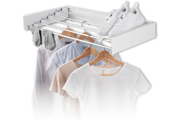EASYmaxx Väggtorkare 400 | Väggtork – utrymmesbesparande och utdragbar | 80 cm x 40 cm x 10,5 cm