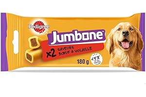 PEDIGREE JUMBONE - Ossa da masticare per cani medi, 10-25 kg, confezione da 12 bustine da 2 ossa – Dolcetti ripieni sapori manzo e pollame, ricompensa ideale per occupare, educare, fare piacere al suo