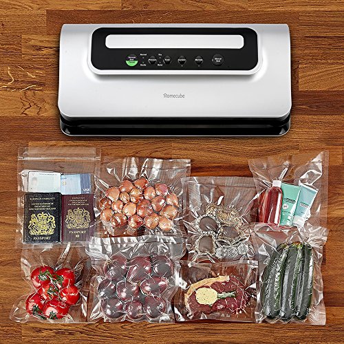 Vakuumierer Vakuumiergerät mit Cutter für Lebensmittel Vakuumregulierung Folienschweißgerät mit LED-Anzeiger und Automatische/Manuelle Pause-Funktion, inkl. Kostenlosen Vakuumbeutel und Vakuumrollen - 6