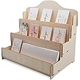 AnairsMo 3 Tier Greeting Card Display Stand, Wooden Display Stand, Card Display Stand, Portable Cardboard Sticker Display Stand for Vendors, Retail Counter, Table Display, Trade Shows, Showcase