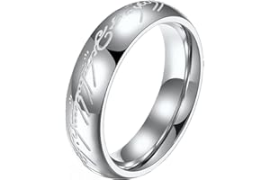 HEMOUSY Anelli Da 6 mm, Anelli In Acciaio Al Titanio Che Si Illuminano Al Buio, Il Signore Anelli Governa Tutti Gli Anelli, Regali Ideale Uomini, Donne (Oro/Argento)