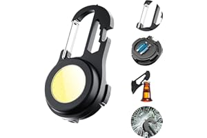 Dufuso Mini Torcia COB Luci Portachiavi Luce, 4 Modalità luce di emergenza multifunzionale Impermeabile Ricaricabile con Gancio Magnetica Apribottiglie Cacciavite per Campeggio/Riparazione/Emergenza