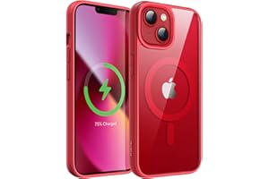 ‎JETECH JETech Magnetyczne Etui dla iPhone 13 6,1 Cala Kompatybilne z MagSafe, Odporny na Wstrząsy Osłona, Jednokolorowa Matowe TPU Ramka, Odporny na Zarysowania Przejaśniać Tył (Czerwony)