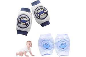 SSRDFU genouillere bebe - 2 Paire de Genouillères Bébé,4 pattes genouillere bebe, Antidérapant Protege Genoux Bébé Respirant Coton Unisex Bébé Genouillères pour 0-24 Mois
