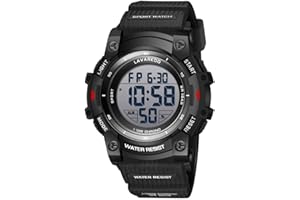 Timever Montre Digitale Sport Homme avec Bracelet en Silicone,Alarme, Chronomètre,Date,Eclairage,Étanche 3 ATM