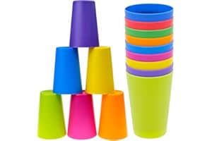 WSAMJIN 9 Stück Bunte Plastikbecher, 260 ml Stapel Trinkbecher Wiederverwendbare Partybecher Campingbecher Set für Geburtstage, Partys Versammlungen, Picknicks (9 Farben)