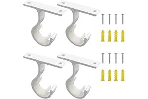 BORISCA 4 PCS Engrosamiento Soporte para Barra Cortina con 8 Juegos Accesorios Montaje Soporte Barra Cortina Techo Aleación de Aluminio Cortina Soportes Diámetro 25-28MM para Hogar Dormitorio Oficina