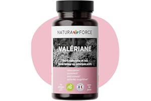 NATURA FORCE - Valériane 100% Biologique - Pur Extrait de Valériane Hautement titré en Acides Valéréniques - Facilite l’Endormissement - Fabriqué en France - 90 Gélules