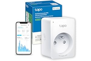 Tapo Matter Prise Connectée WiFi, Suivi de consommation, 16A Type E, Compatible avec Alexa, Google Home et SmartThings, Contrôler le radiateur, le chauffage, Économie d'énergie, Tapo P110M(FR)