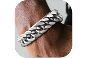 PROSTEEL Neutro Braccialetto Catena Cubana Uomo Stile Cyberpunk Minimalismo Larghezza 8/12/17MM Bracciale Catena Cubana Ritorta Artigianale Regalo Uomo