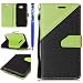 Produktbild FESELE Vintage Lederhülle für [Samsung Galaxy A5 2017] Flip Case, Color Blocking Hülle Leder Tasche Abdeckung für Samsung Galaxy A5 2017 Frosted effects Strap Lanyard Design Brieftasche Kartenfach Ledertasche Handyhülle mit Standfunktion und Magnetverschluss Wallet Klapphülle Cover für Samsung Galaxy A5 2017 + Blau Eingabestift Stylus Touch Pen-schwarz + Grün
