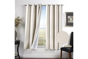 CHLOPHY Blackout Curtains Linen Faux Ivory Beige Cream for Bedroom Thermal Neutral 66×72IN Textured Lined Eyelet Living Room Darkening Nursery Boys Girls Children Insulated 2 Panels Window Curtain