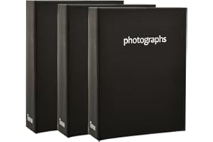3 x Arpan Slip in Photo Album 10 x 15 cm Holds 100 Photos - Black
