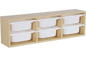 sweeek - Meuble de Rangement pour Enfant. Naturel. 6 bacs en Plastique
