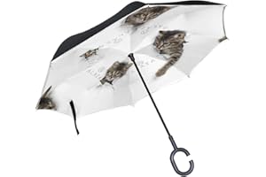 Mnsruu inversé parapluies Chats dans Trous Double Couche Pliant Parapluie Coupe-Vent Anti-UV Coupe-Vent Voyage Parapluie pour Homme et Femme