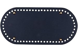 Pofet, Fondo sagomato per borse fai da te da realizzare all'uncinetto, in pelle ecologica di poliuretano, con piedini, 25 x 12 x 0,4 cm, accessori per borse fai da te, colore blu scuro