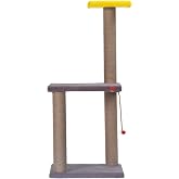PUGALO 82 cm Krem iki Katlı Kedi Tırmalama Tahtası Catnipli Tırmalama Tahtası (Antrasit)