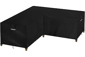 Dokon Funda para Muebles de Jardín en Forma de L Impermeable Funda Protectora Sofá Exterior en L con Salidas de Aire, Anti Viento Anti-UV Tela Oxford 420D Cubierta Sofa Terraza (215x215x85cm) Negro
