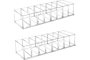 Corsehild 2 PCS Detachable Makeup Organiser Clear Makeup Cosmetic Organiser Storage Drawers Display Boxes Case PS Plastic Drawer Organizers Case Tray for Dresser Vanity Bathroom Kitchen, 8 Compartment