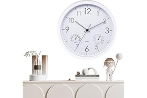 BYZESTY Reloj de jardín resistente a la intemperie, reloj de pared para exteriores, resistente al agua, resistente a la intemperie, con termómetro e higrómetro, reloj de pared para interior y exterior, para