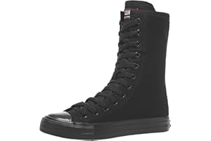 rismart Donna Tela Stivali Metà Polpaccio Punk High Tops Stringate Scarpe