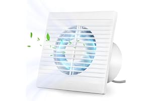 LUQIXCEY Bathroom Extractor Fan, 4 inch Ø 100mm Exhaust Fan, Powerful Wall Mounted Quiet Extractor Fans for Dehumidification Ventilation, Airflow 150 m³/Hour, Shower Extractor Fan for Bathroom (Without Timer)