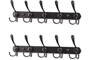 ITOOLFIRM Hakenleiste Garderobe 40cm, 2 Stück Kinder kleiderhaken Edelstahl schwarz für Wand und Flur, Garderobenleiste Wandgarderobe Metall für Jacken, Mäntel, Mützen und Handtuch