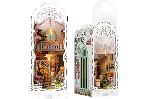 LYPPUL Book Nook Kit DIY Book Nook Kit domek ogrodowy, 3D, podpórki do książek z drewna, miniaturowy dom z lampkami LED, dla dorosłych, prezent urodzinowy dla kobiet i dziewcząt (domek na kwiaty)