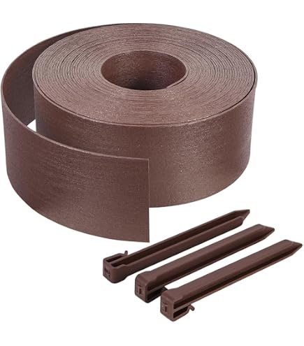 Bordatura Per Prato Chrispol System – Plastica Flessibile Con Pioli, 50 M X 4 Cm, Colore Marrone - copertina