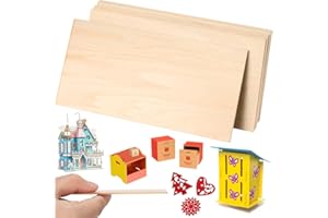 QUOHE 6 Pcs Panneaux en Bois de Balsa, Bois Brut Manuels Bois de Tilleul Fin Non Peint, Panneaux en Contreplaqué de Bois pour Bricolage, Menuiserie, Mini Maison, Bateau, Avion Modèle (200 x 100 x 1,5 mm)