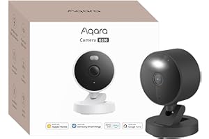 Aqara G100, Wewnętrzna/Zewnętrzna Kamera Bezpieczeństwa 2K, Bezpieczne Wideo HomeKit, 2-Kierunkowy Dźwięk, Wykrywanie AI, kąt widzenia 140°, Wi-Fi 6, Obsługuje HomeKit, Alexa, Google i IFTTT,Czarny