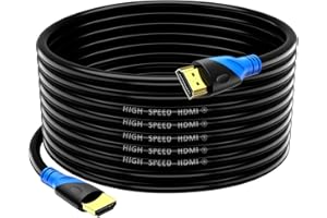 Rommisie Câble HDMI 4K/60HZ 15m (HDMI 2.0, 18 Gbit/s) Connecteurs Plaqués or Ultra Haut Débit, Retour Audio Ethernet, Compatible avec Blu - Ray, Playstation, Ordinateur Portable, PS34/5, PC, HDTV