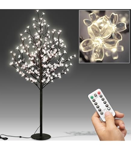 CCLIFE LED Lichterbaum 220cm, LED boom met geheugenfunctie, Kerstdecoratie voor binnen en buiten, Kersenbloesem lichtboom decoratie, Koel wit, IP44, Led lights met 240 lampjes