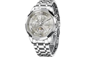 OLEVS Montres pour Hommes Diamond Business Wear analogique Quartz Acier Inoxydable étanche Lumineux Date Bicolore Luxe Casual Watch