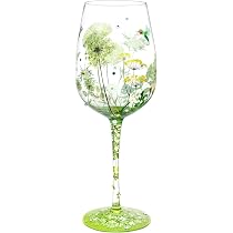 NymphFable Bicchiere Da Vino Dipinto A Mano 'Felice Vita In Pensione' - 15oz, Idea Regalo Originale