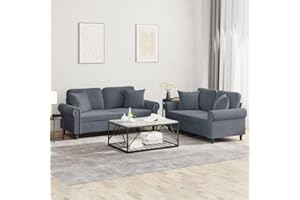 CIADAZ Juego de sofás con Cojines 2 Piezas Terciopelo Gris Oscuro, Sofas De Salon, Sofa Relax - 3202231