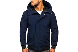 BOLF Herren Winterjacke Steppjacke Übergangsjacke Puffer Daunenjacke Reißverschluss Sportjacke Fell Kapuze Gepolstert Zip Outdoor Casual Style [4D4]