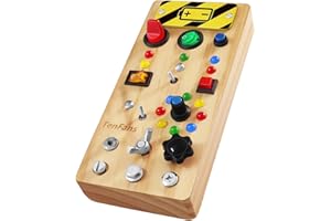 TENFANS Tabla de Actividades Montessori de Madera con Interruptor de Luz LED y Herramientas de Destornillador: Juguete Sensorial para Niños de 1 2 3 4 Años - juguetes educativos para habilidades motoras finas
