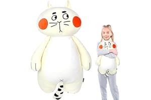 DBPBToU Kot, przytulanka 60 cm, pluszowa zabawka, pluszowa poduszka, przytulanka dla dzieci, śliczna poduszka do spania na boku (kot jedzący melon)