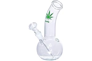 Bong Green XXX Amsterdam Leaf Glasbong Tabakpfeife 18cm hoch 36mm Ø 14,5er Schliff und Chillum - Inklusive Sieb - Für den Gebrauch von Tabakwaren