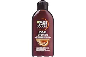 Garnier Ambre Solaire – Ideal Bronze – Huile Nourrissante Sublimatrice de Bronzage – Enrichie à l’Huile de Coco – Absorption Rapide – Non Collant – Tous Types de Peau - 200 ml