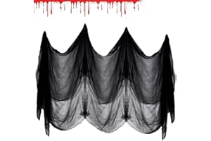 AHYDFSR Gasa Negra Halloween,200×1000cm Tela Espeluznante, Halloween Decoracion,Halloween Gasa Negra de Fiesta,Fiestas Cortinas Decoraciones de Halloween Carnaval,para Casa Embrujada Fiesta Pared Patio Jardín