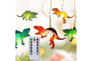 YATOSEEN Dinozaur łańcuch świetlny LED, 2M 10 diod LED zabawka łańcuch świetlny z pilotem zdalnego sterowania, zasilanie bateryjne do użytku na zewnątrz wewnątrz dzieci sypialnia dekoracja przedszkola