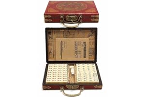 ATIN Vintage Mahjong Rare 144 Tiles Mah-Jong Set Bamboo Piece w/English Instructions