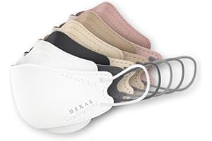 HEKAS® 5 Pack Face Masks for Men, Women, UK Certified FFP2, Face Masks to Protect - Dust & Bacteria, Cotton Face Masks for Winter, Cycling, Work, IIR Filter Efficiency ≥ 99%, Soft Earloops