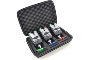 ‎HIRISI TACKLE Hirisi Tackle Bissanzeiger zum Karpfenangeln und 3 Swinger in Reißverschlusstasche, Rot, Blau, Grün