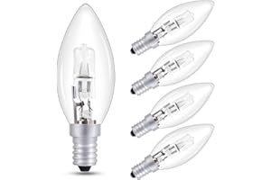 MOROTTY Żarówki halogenowe E14 do świec ściemnialne, ciepła biel 2700 K, 570 lm, AC 220-240 V, żarówki E14 SES C35 do świec z małą śrubą, dekoracyjna żarówka do żyrandola, lampy sufitowej, 5 sztuk
