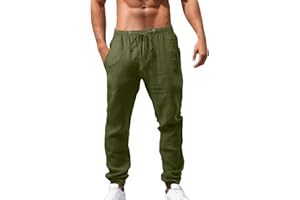 ZYPAINIY Pantalones Hombre Algodón y Lino Moda Casual Pants Verano Otoño Deportivos Jogging Pantalon Largo Gym Fitness cómodo Suelto Cordón Bolsillo Running Basic 2024